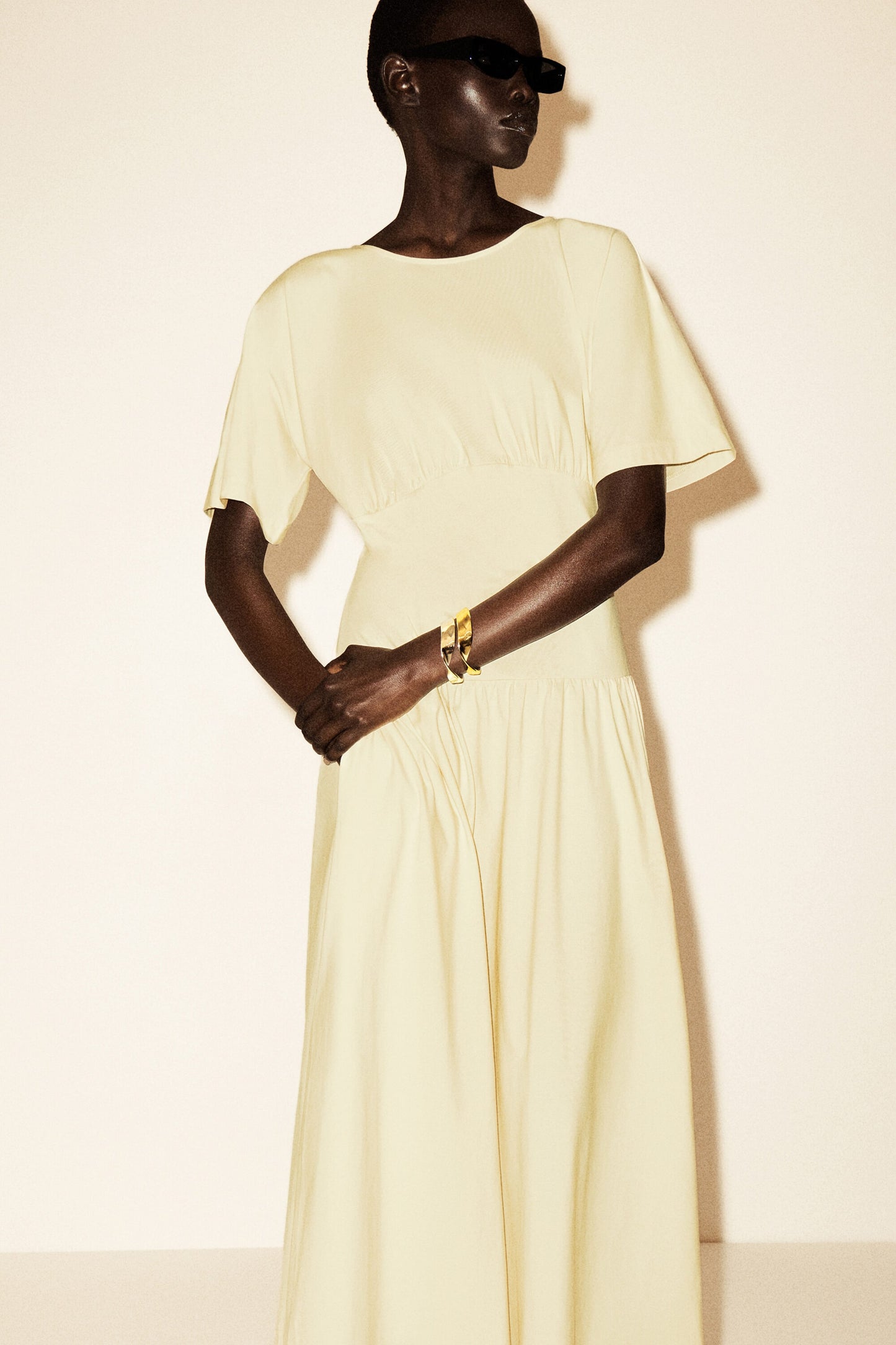 Waisted Cotton Midi Dress