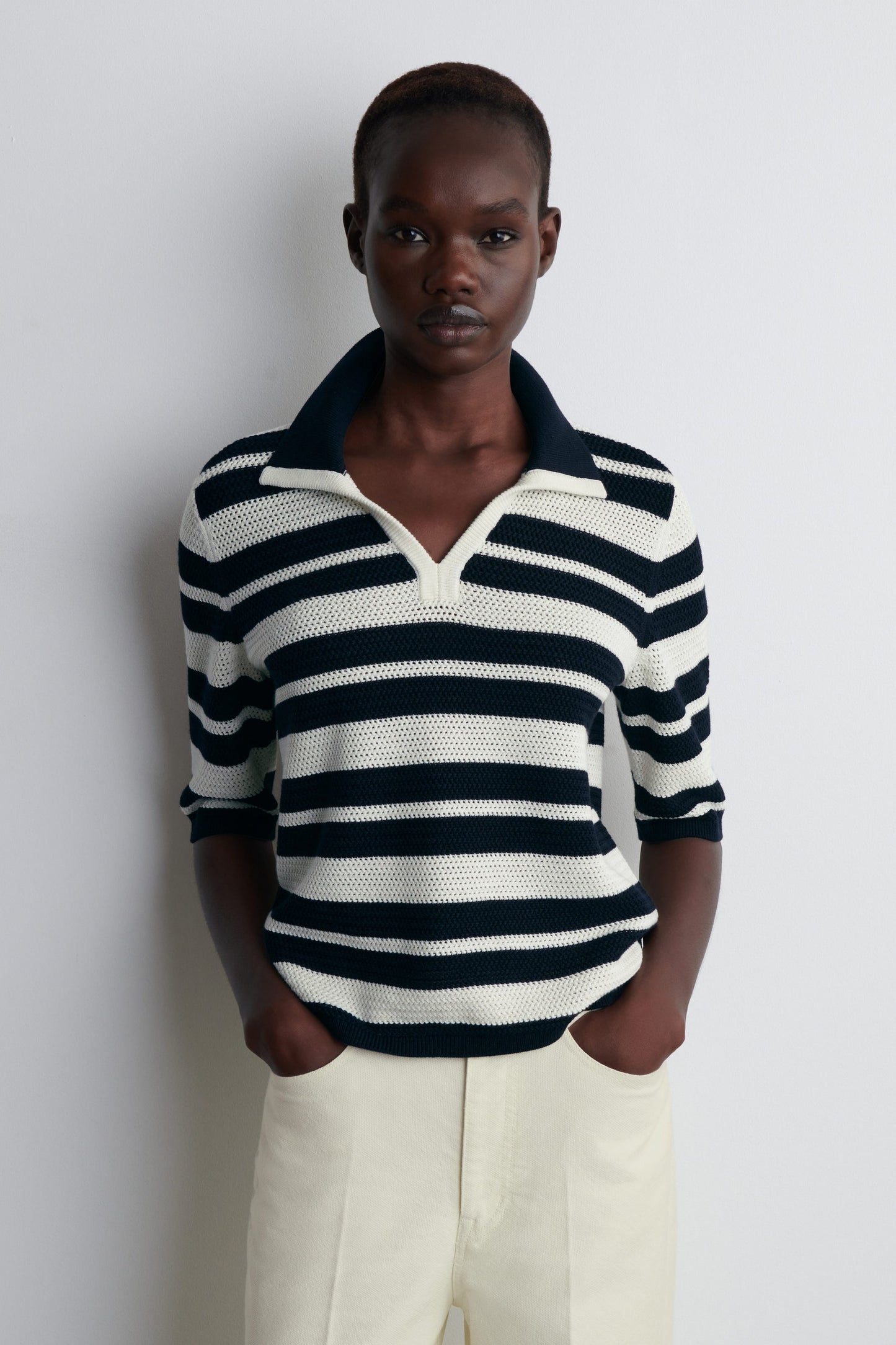 Open-Knit Polo Shirt