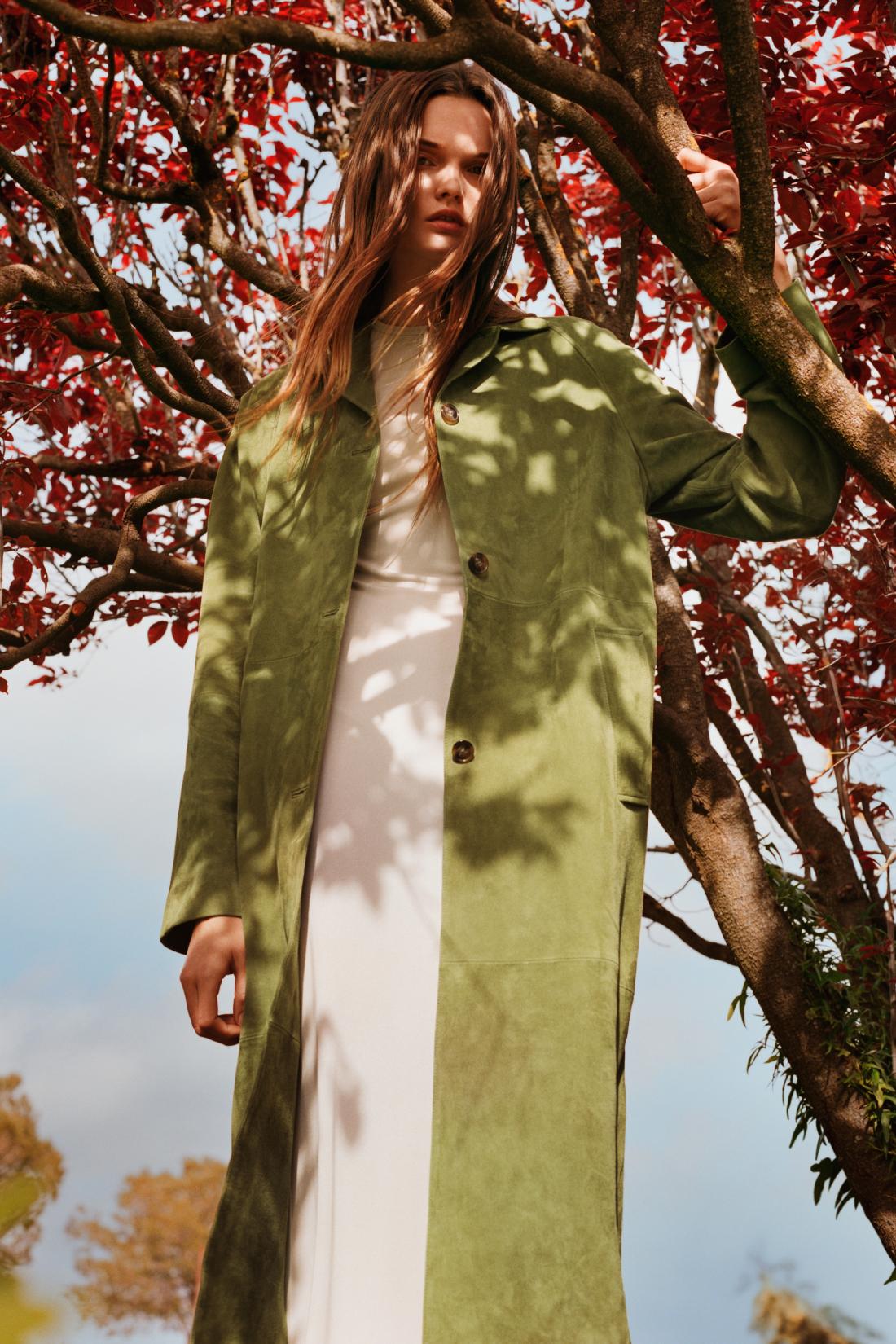 100% Suede Leather Long Coat - Limited Edition
