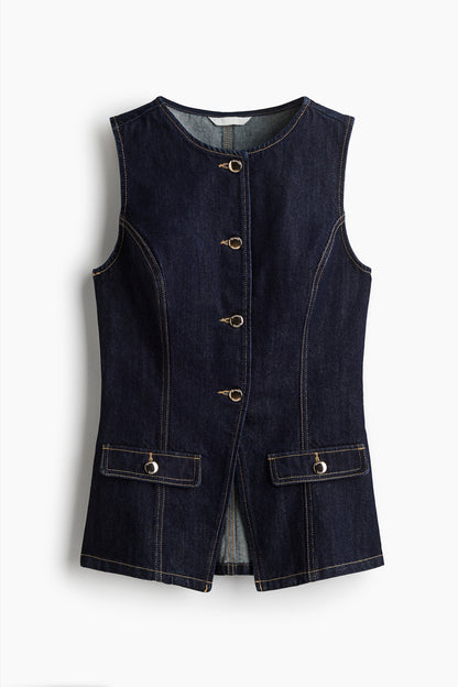 Tapered-waist denim waistcoat