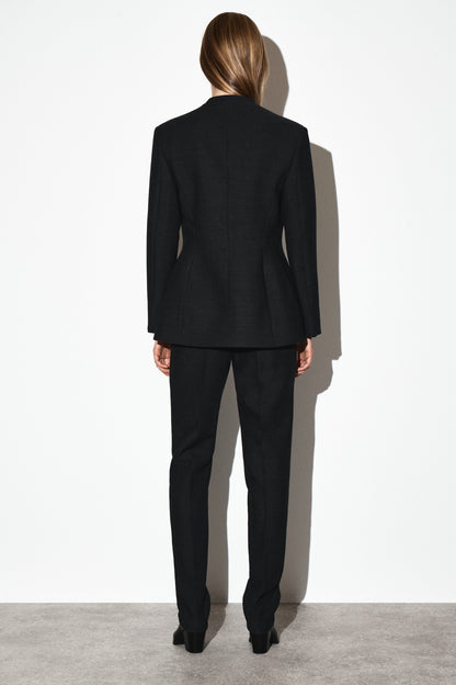 Waisted Collarless Blazer