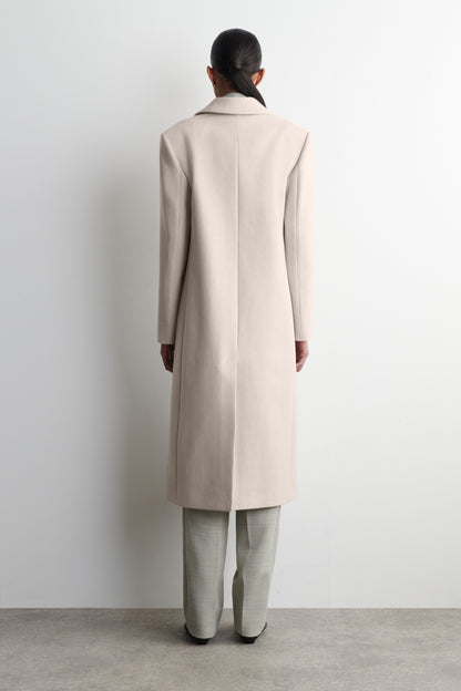 Tailored wool-twill long coat