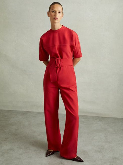 Wide Leg Belted Jumpsuit