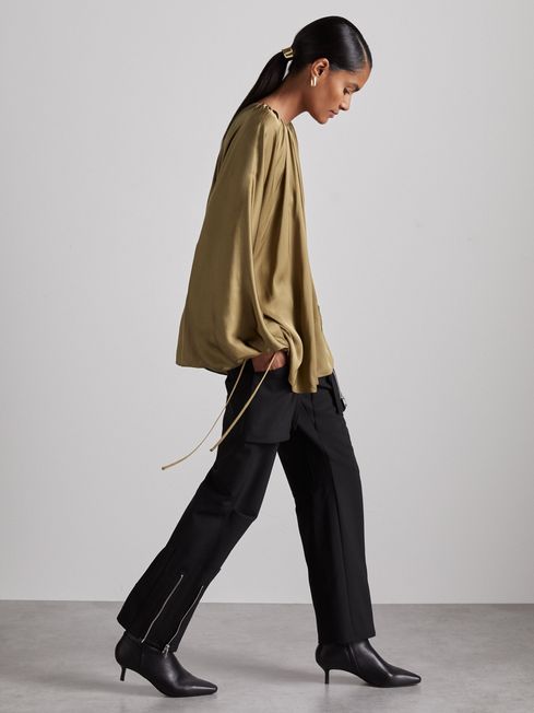 Atelier Gathered Satin Top