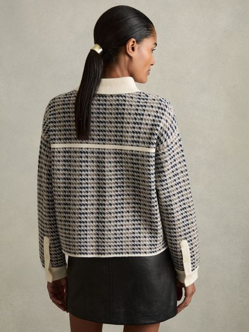 Wool-Cashmere Houndstooth Cardigan