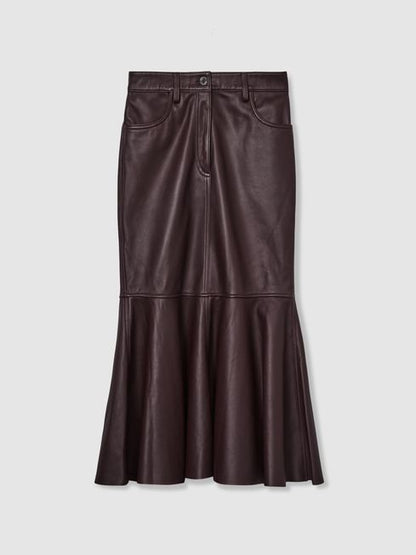 Atelier Leather Fluted Midi Skirt