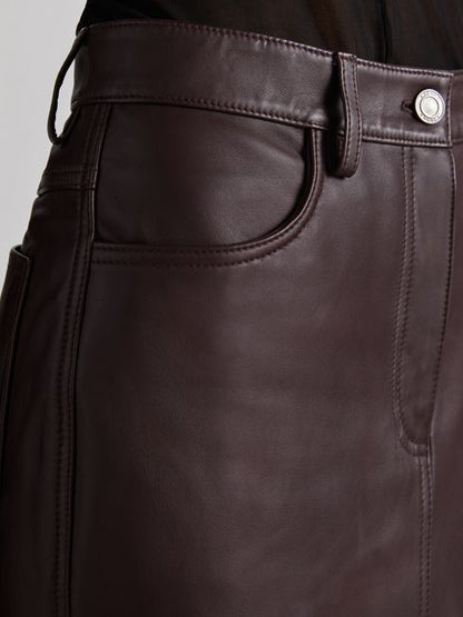 Atelier Leather Fluted Midi Skirt