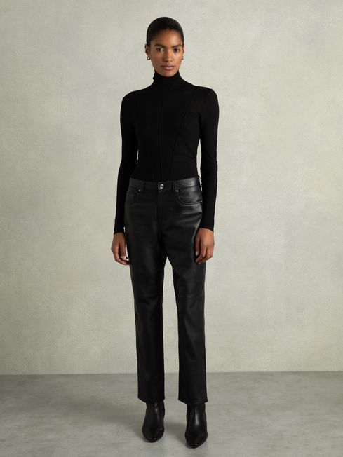 Leather Slim-Leg Trousers