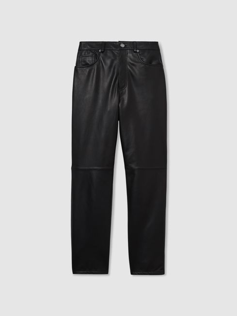 Leather Slim-Leg Trousers