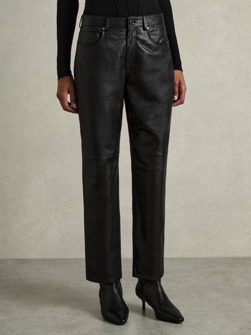 Leather Slim-Leg Trousers