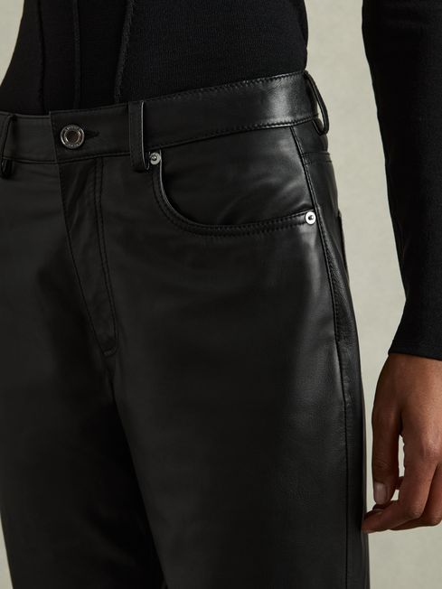 Leather Slim-Leg Trousers