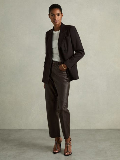 Leather Slim-Leg Trousers