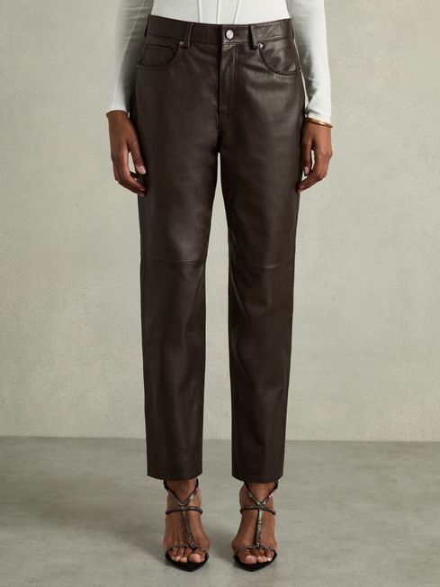 Leather Slim-Leg Trousers