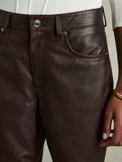 Leather Slim-Leg Trousers