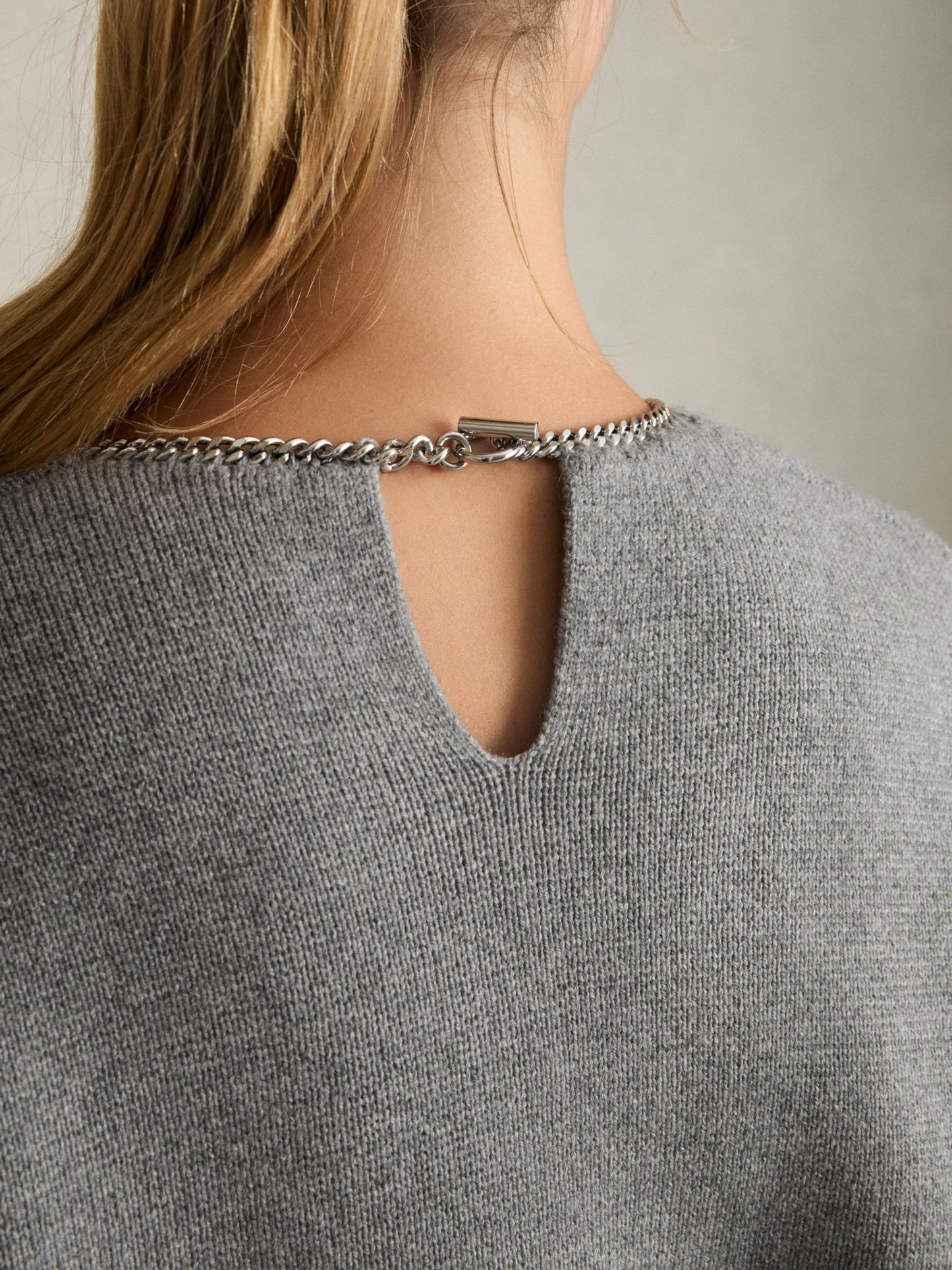 Reiss Chain-Necklace Jumper With Cashmere in Grey