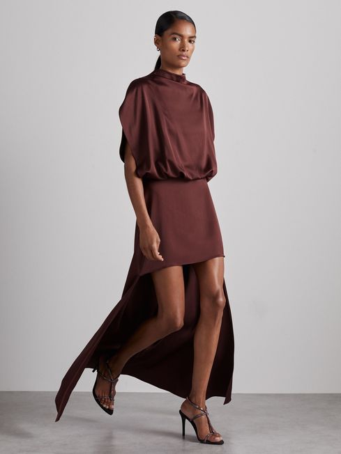 Atelier Satin Stepped-Hem Dress