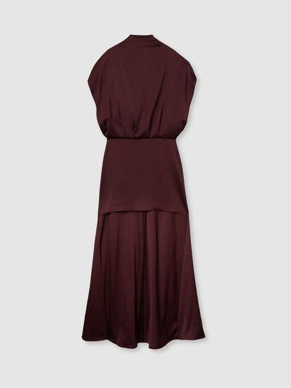 Atelier Satin Stepped-Hem Dress