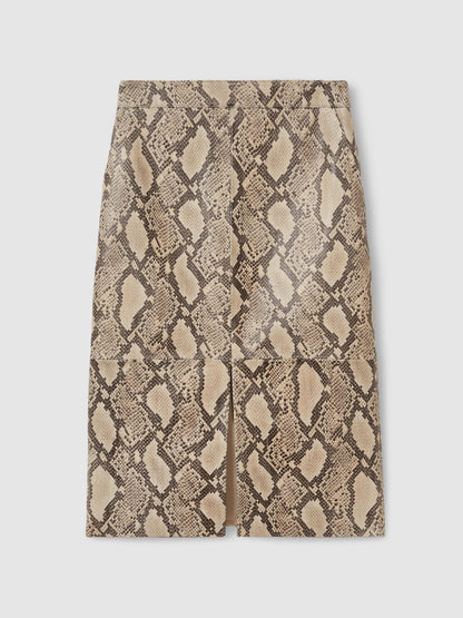 Reiss Leather Snakeskin-Effect Pencil Skirt