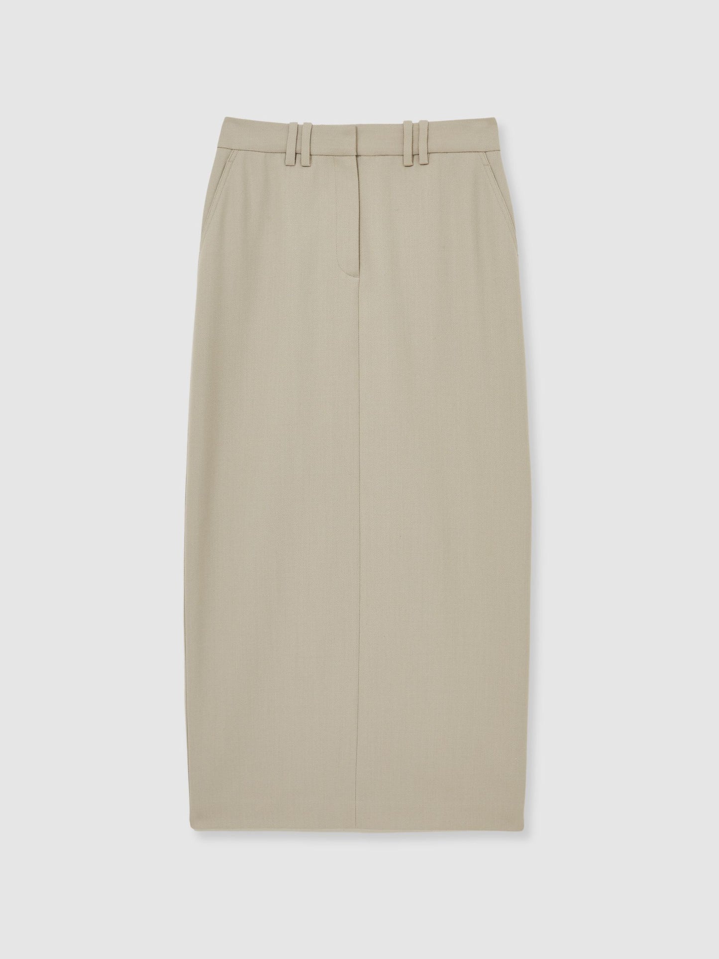 Wool-Blend Tailored Pencil Skirt in Neutral