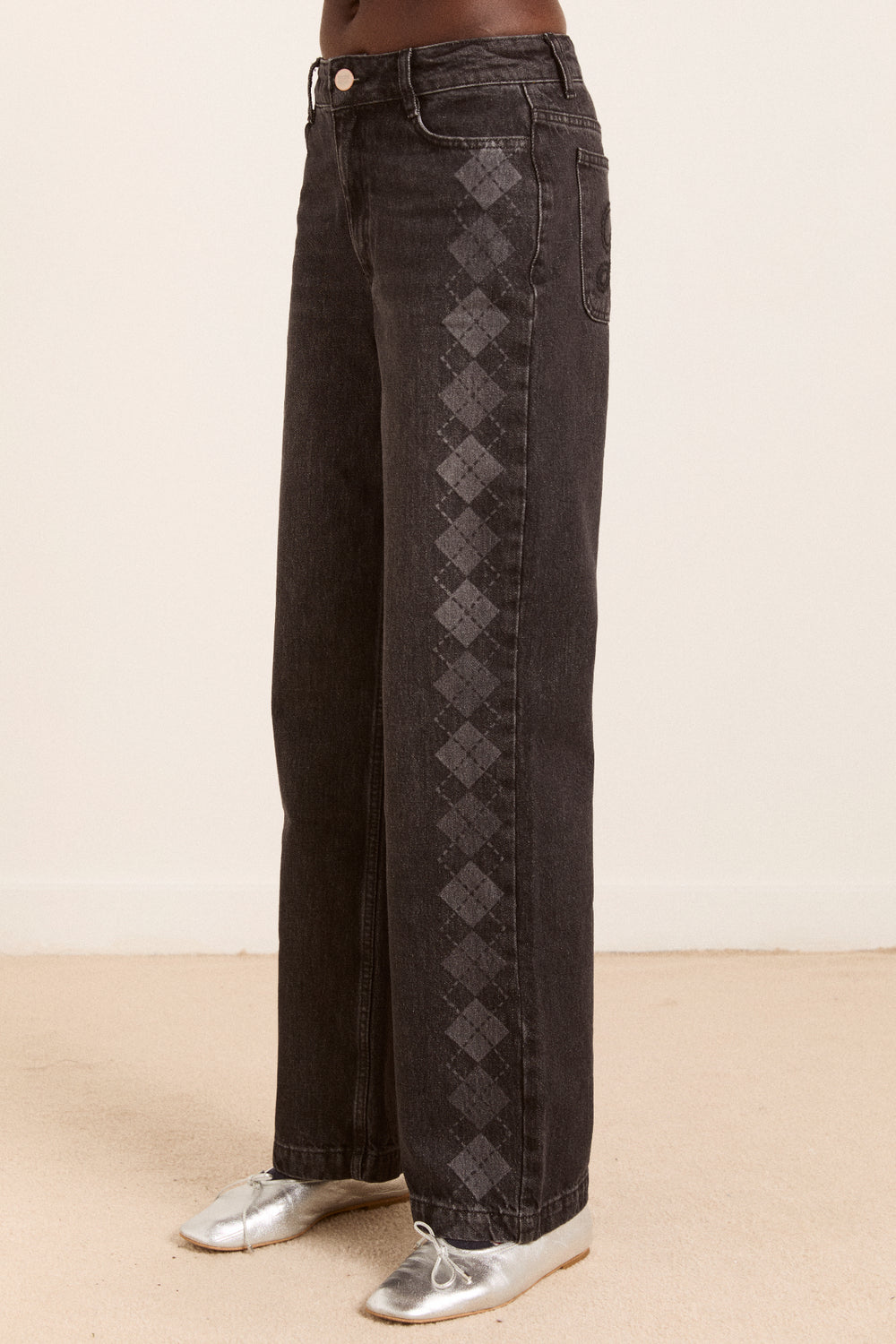 Sylvie Grey Argyle Jeans