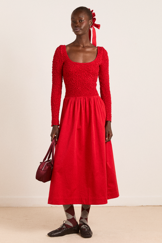 Malinda Is Smocked Midi Dress