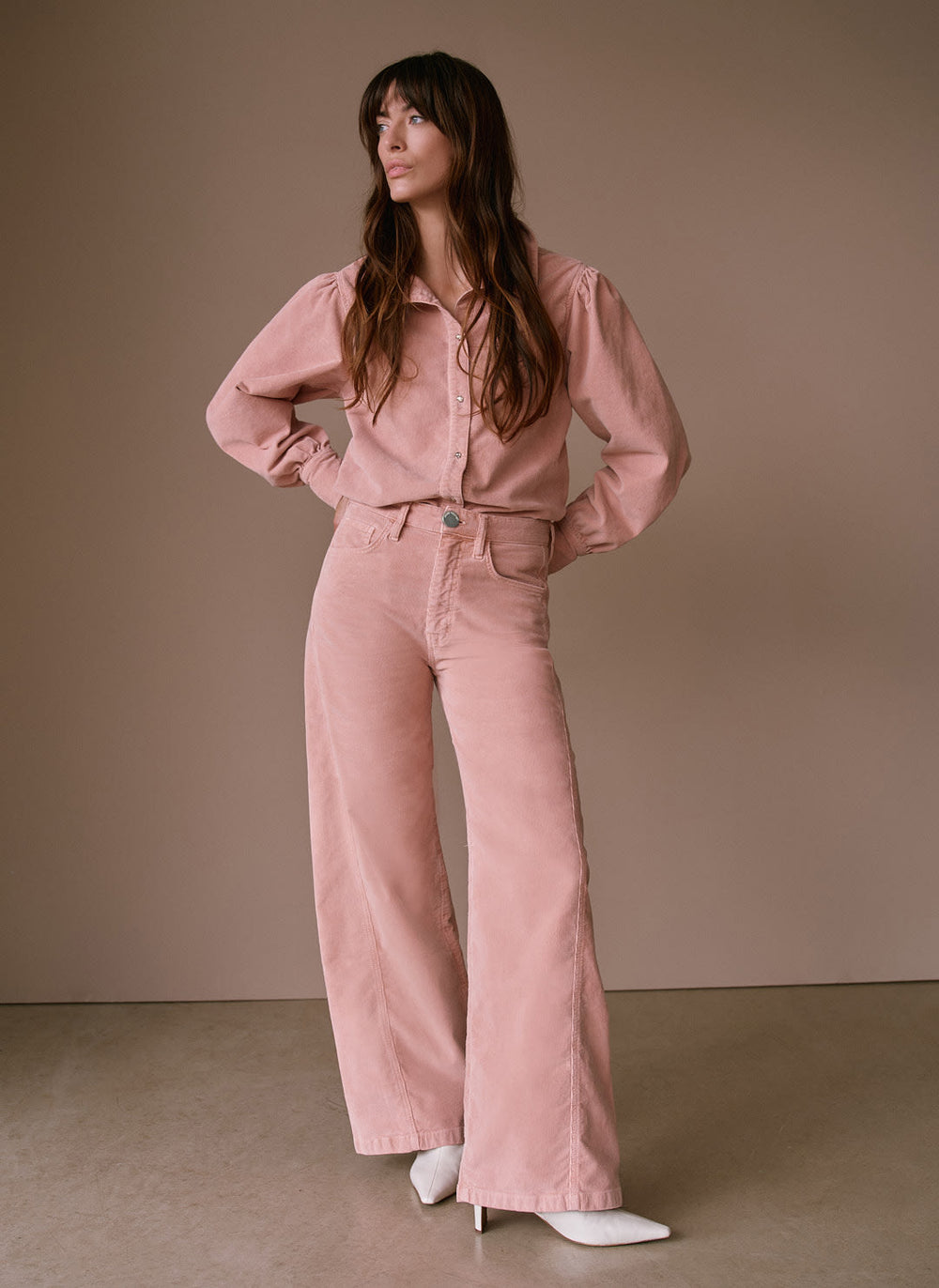 Pink Corduroy Wide Trousers