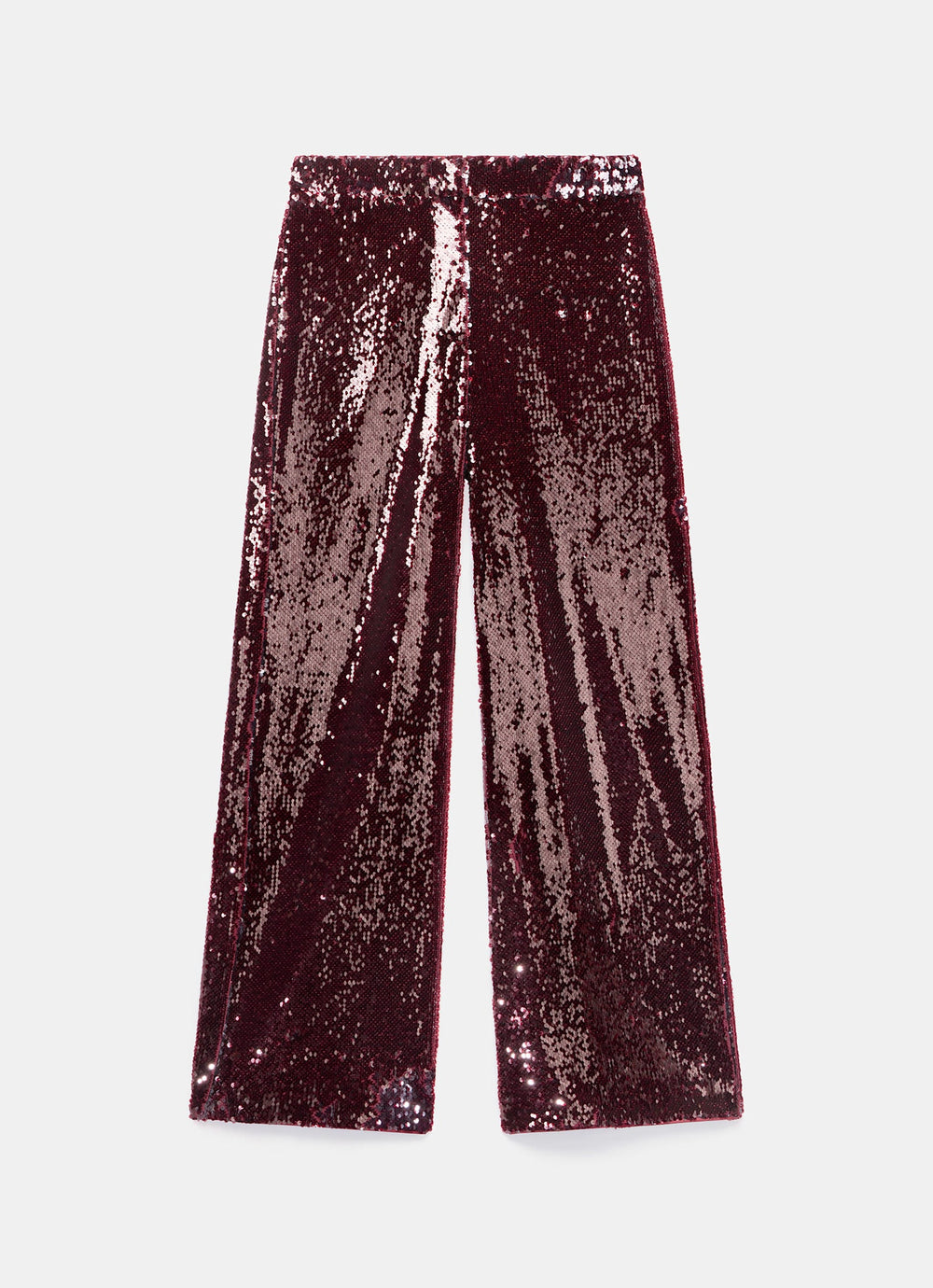 Burgundy Sequin Wide Trousers