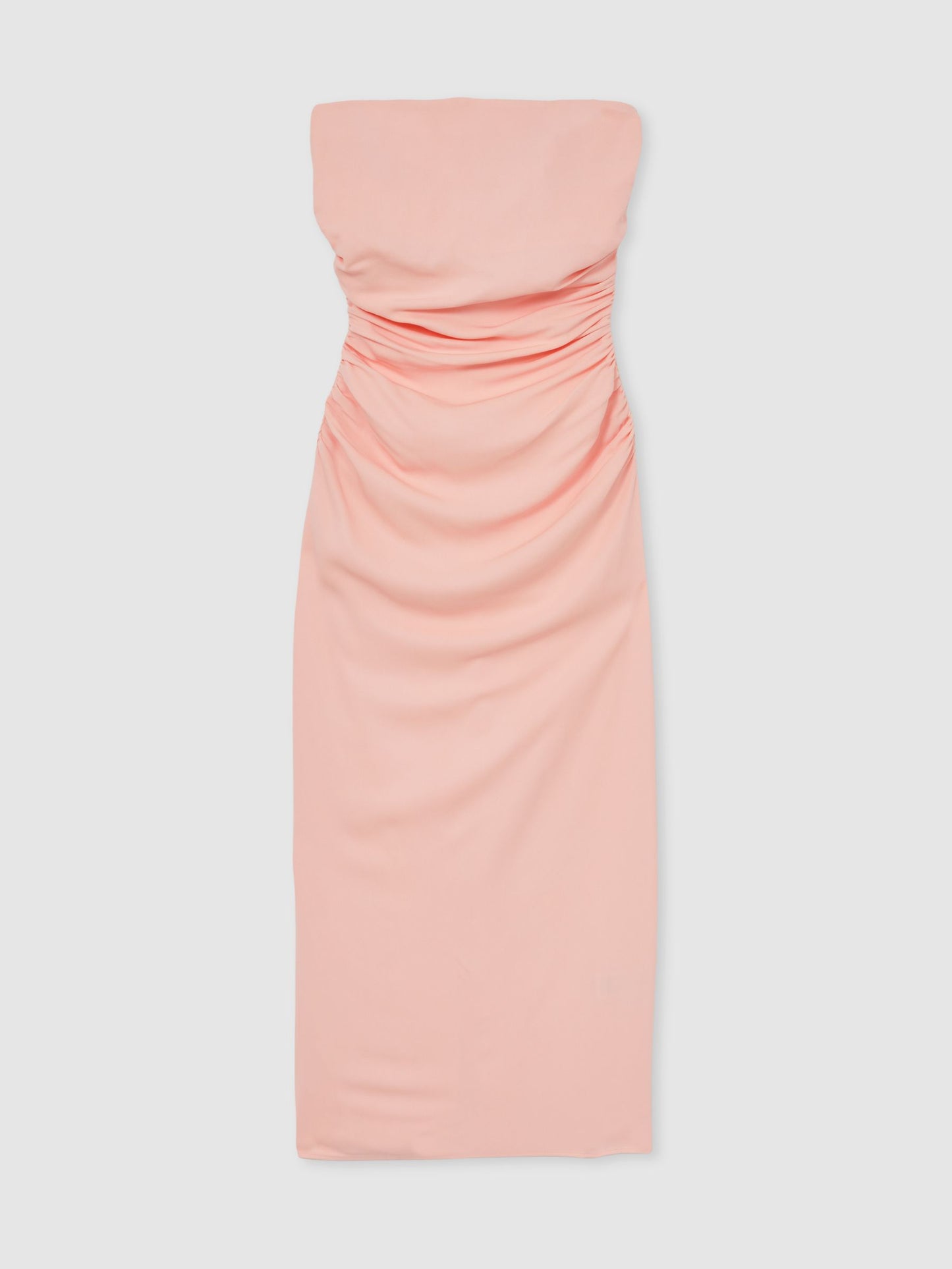 Ruched Strapless Bodycon Dress in Pink