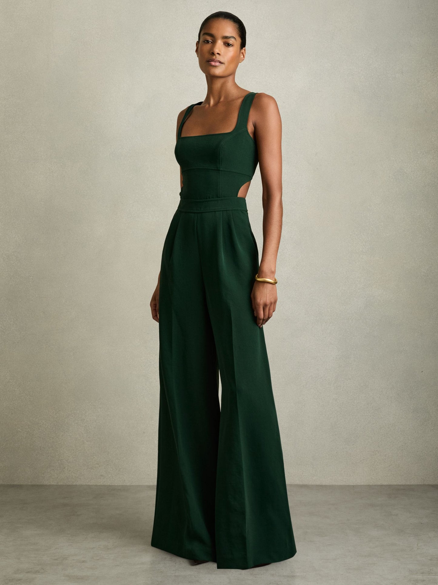 Wide-Leg Cut-Out Jumpsuit in Green