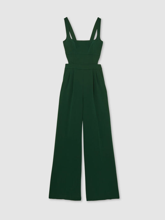 Wide-Leg Cut-Out Jumpsuit in Green