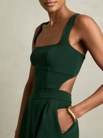 Wide-Leg Cut-Out Jumpsuit in Green