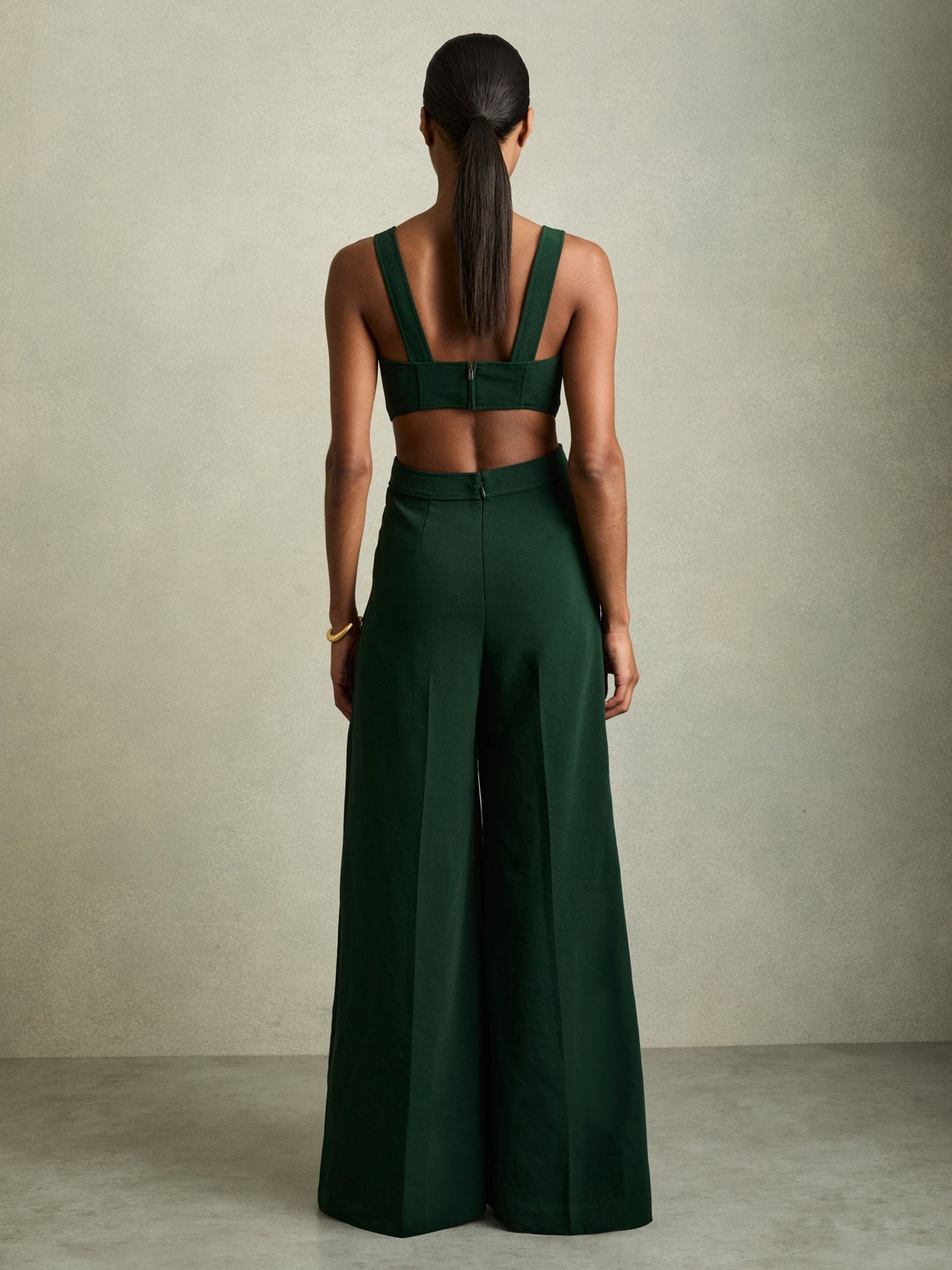 Wide-Leg Cut-Out Jumpsuit in Green