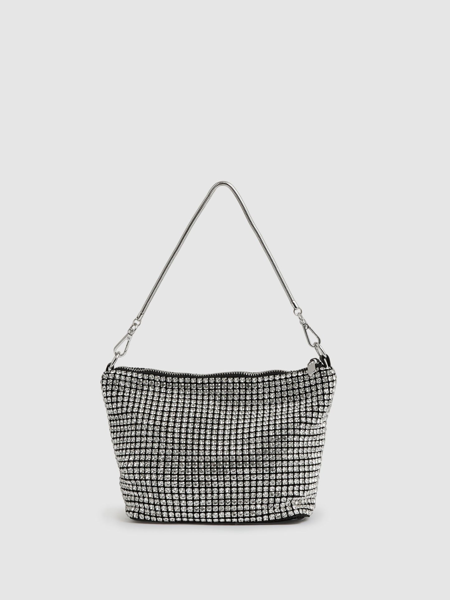 Crystal Bracelet Pouch Bag in Silver