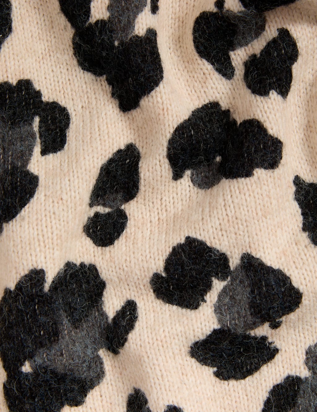 Animal Print Crew Neck Cardigan with Wool