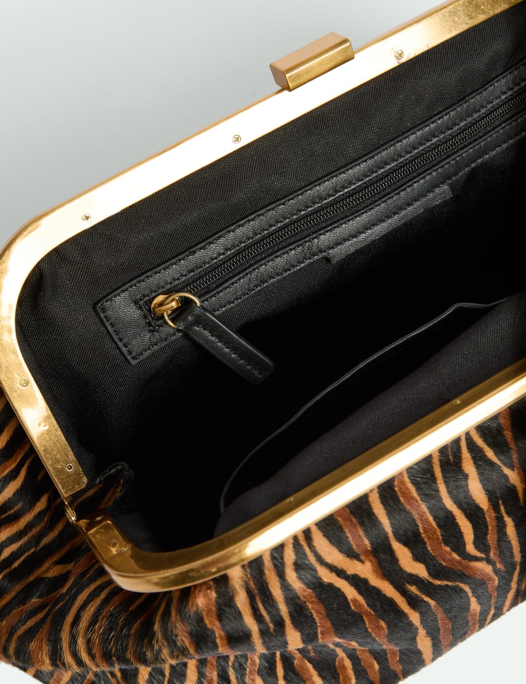 Animal-Print Leather Clutch Bag