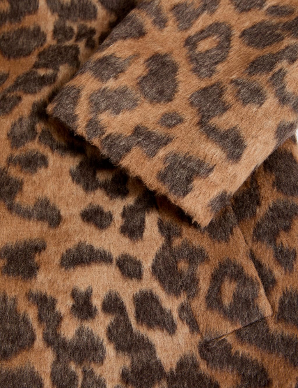 Animal Print Longline Coat With Wool