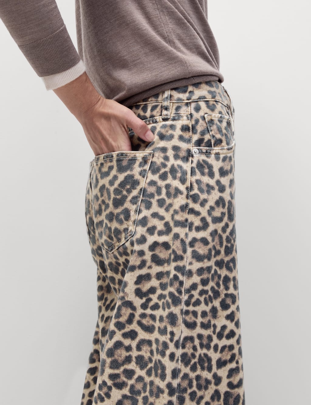 Animal Print Wide Leg Jeans