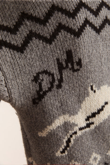 Cecily Collar Lambswool Cardigan - Bunny Intarsia