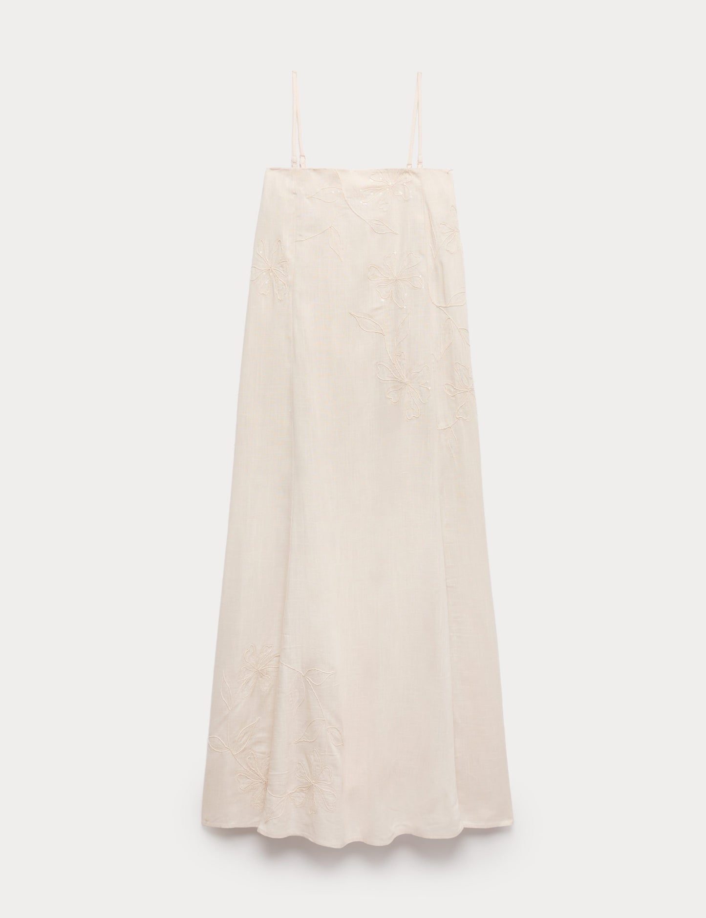Bandeau Embroidered Dress With Linen