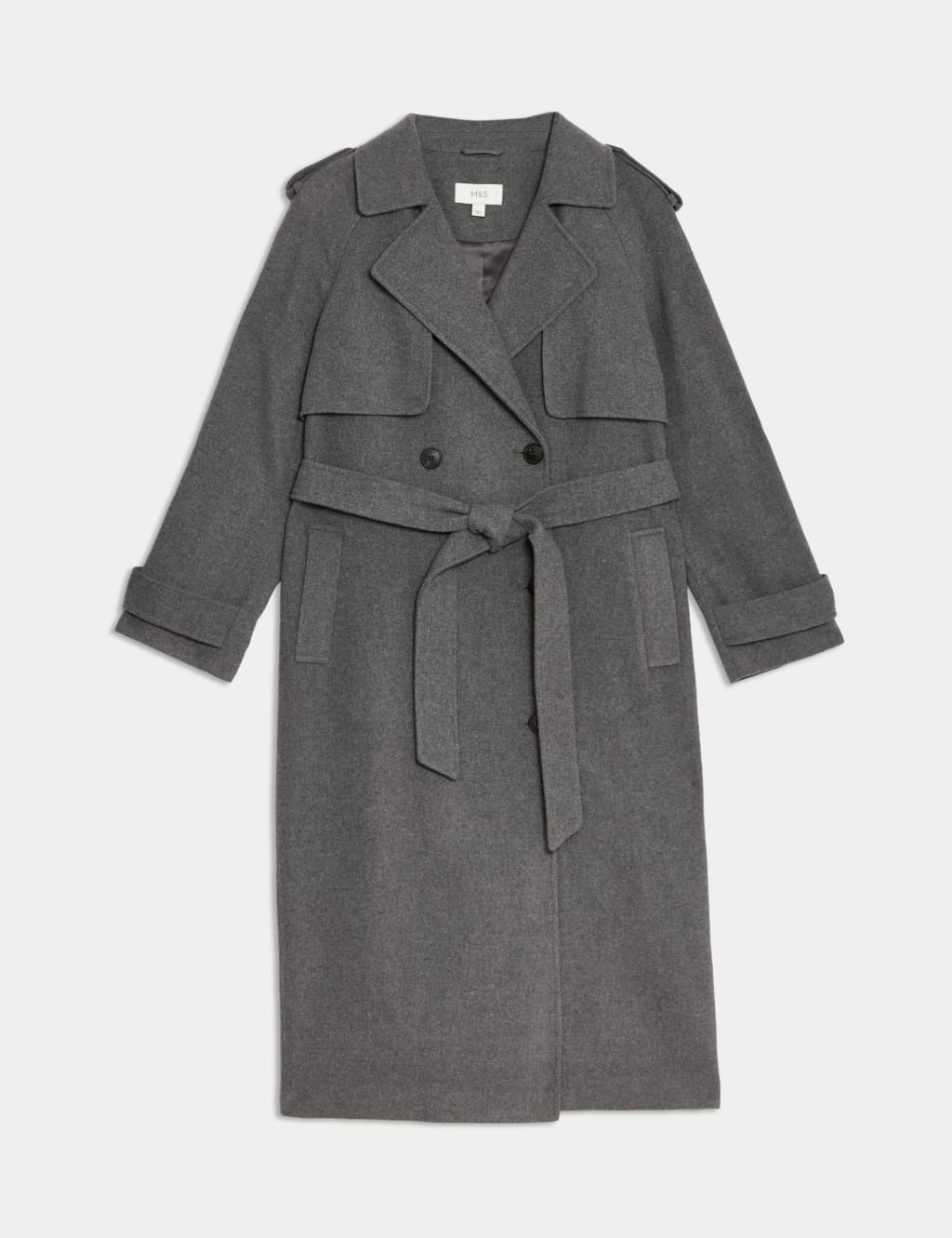 Belted Double Breasted Longline Trench Style Coat