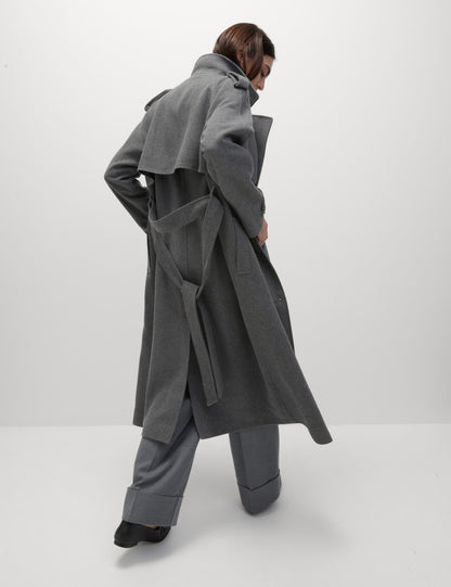 Belted Double Breasted Longline Trench Style Coat