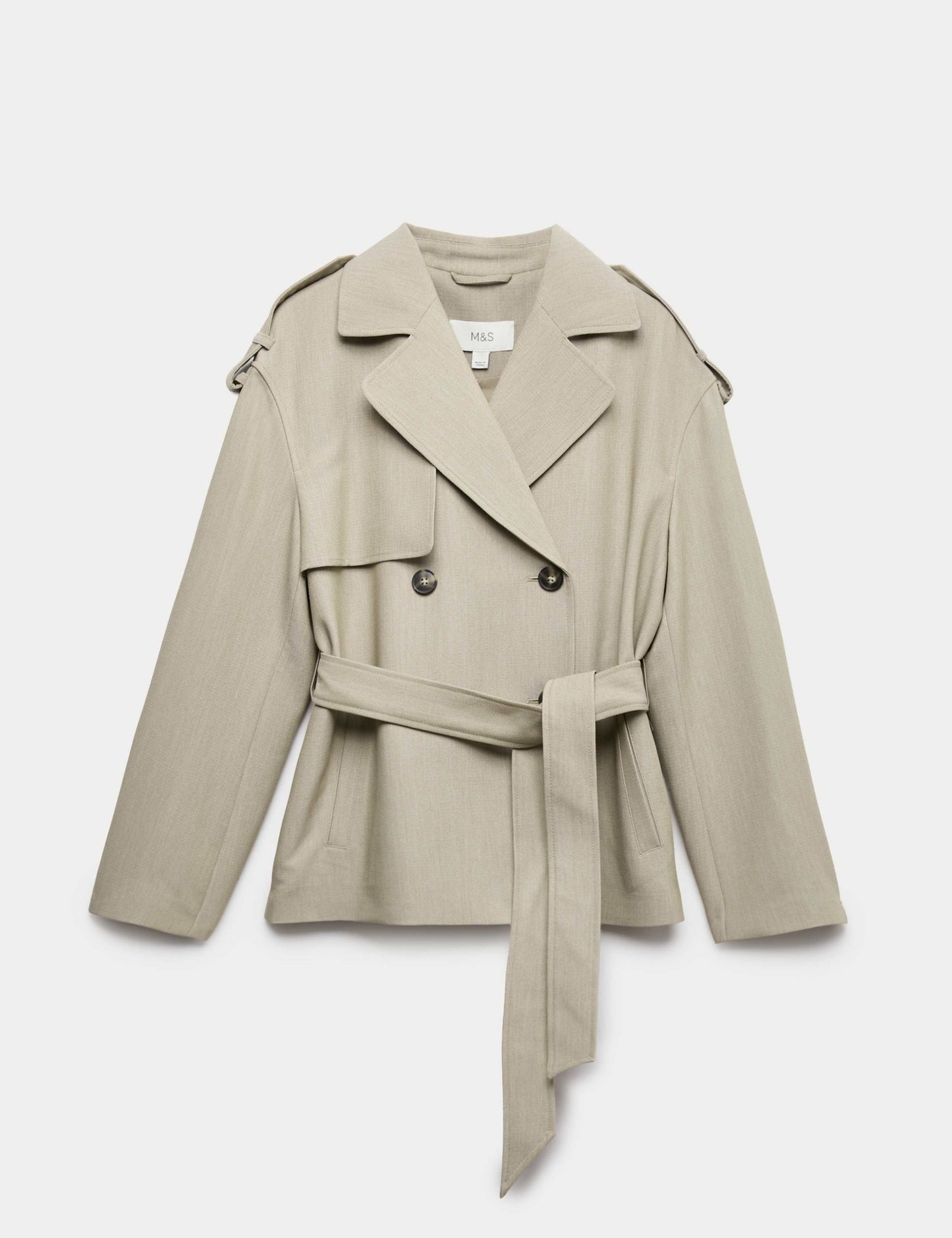 Belted Double Breasted Short Trench Coat