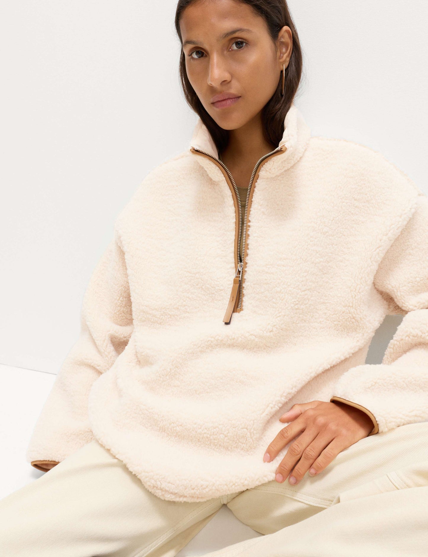 Borg Funnel Neck Half Zip Sweatshirt