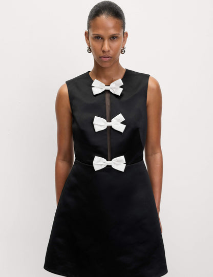 Bow Detail Mini Waisted Dress