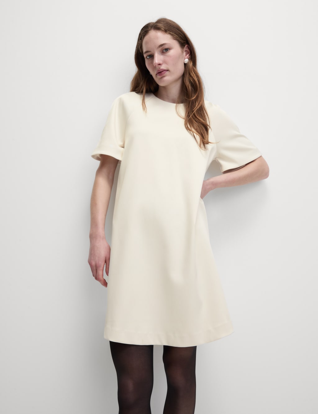 Bow Detail Round Neck Mini Shift Dress