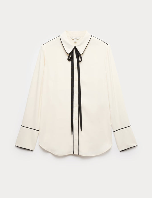 Bow Tie Piped Detail Shirt