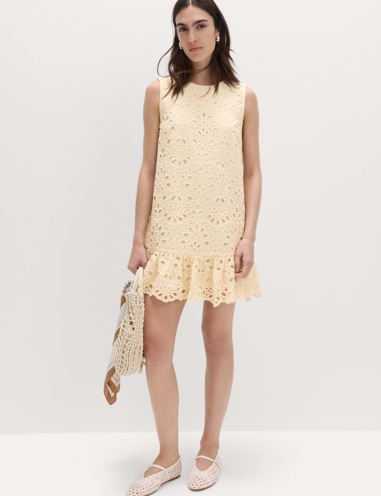 Broderie Cutwork Detail Mini Shift Dress