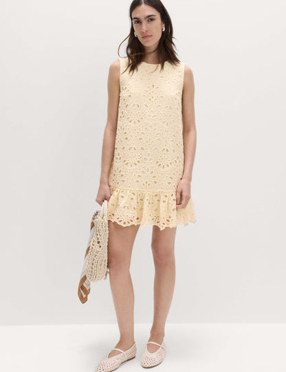Broderie Cutwork Detail Mini Shift Dress