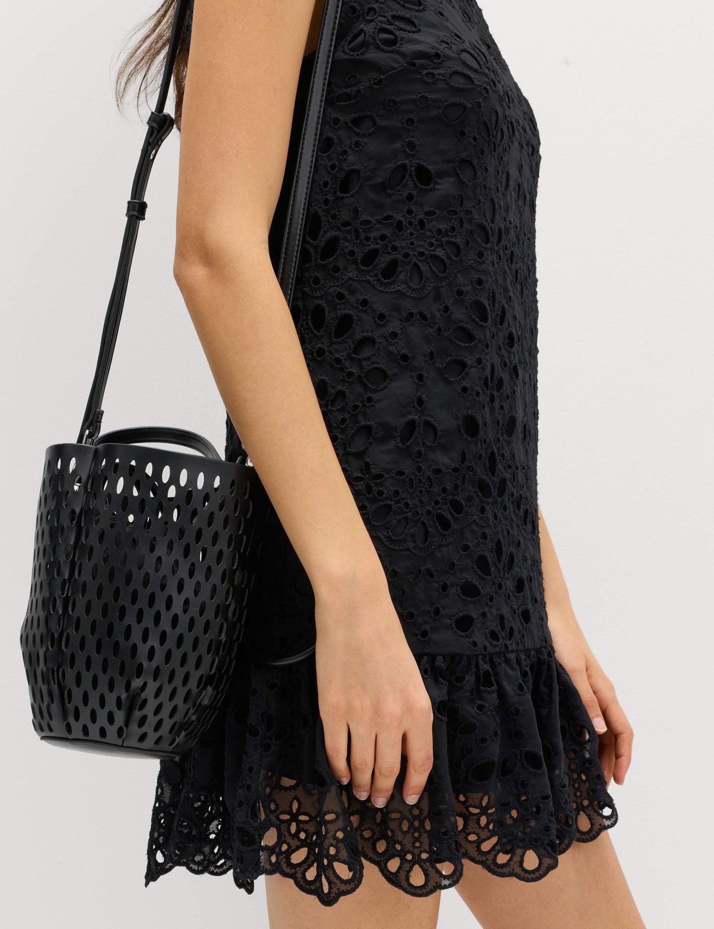 Broderie Cutwork Detail Mini Shift Dress