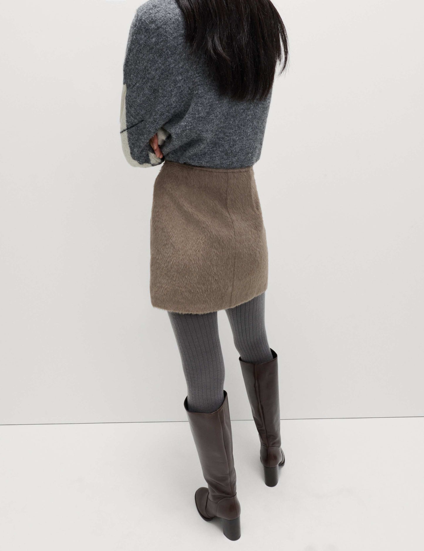 Brushed Mini Wrap Skirt with Wool